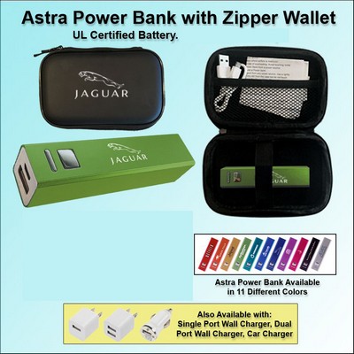 Astra Power Bank Gift Set in Zipper Wallet 3000 mAh - Green