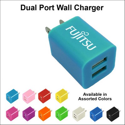 Dual USB 2 Port Wall Charger Light Blue