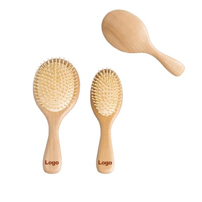 Natural Wood Hair Brush With Wooden Bristles Massage Scalp Comb