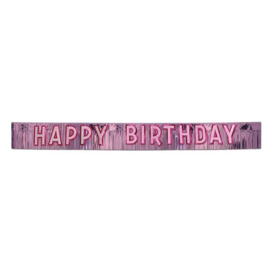 Metallic Pink Happy Birthday Banner