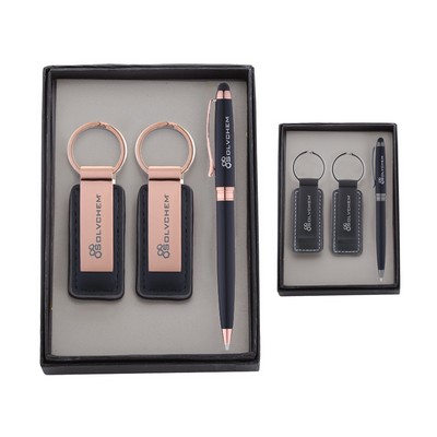 Pen & Black Copper Keychain Gift Set