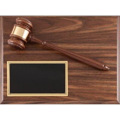 Walnut Gavel Plaque 12 x 9"