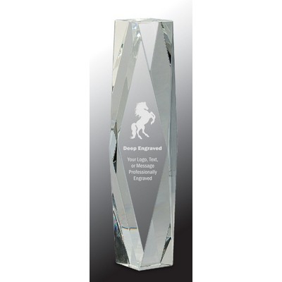 12" Clear Crystal Facet Tower Award