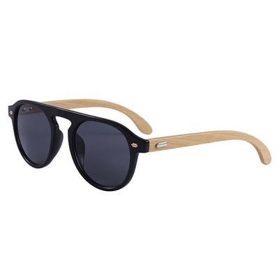 Bamboo Sunglasses - Smoke Lenses - Black Frames