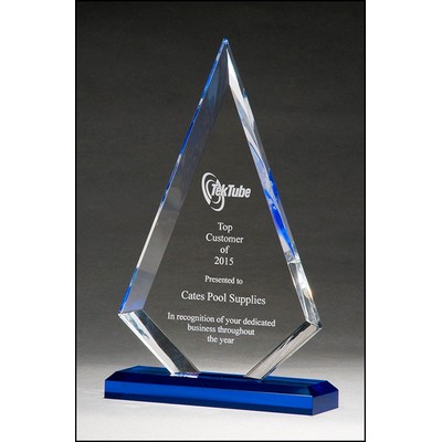 Arrow Series Clear Acrylic Award w/Blue Highlights & Blue Base (5.5"x 7.75")