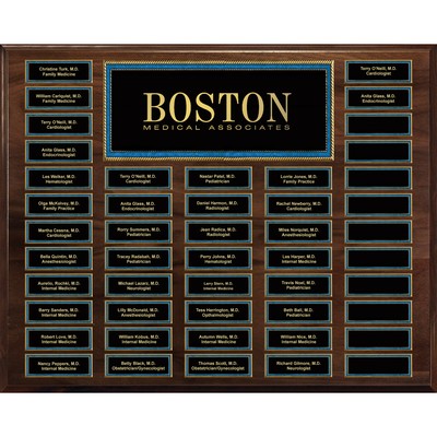 Genuine Walnut 48-Plt Magnetic Pearl or Blue Border Plaque with Easy Perpetual Plt Release Program