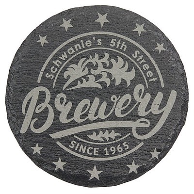 4" Round Laserable Slate Coaster