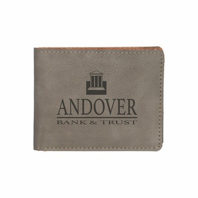 Gray Leatherette Bifold Wallet