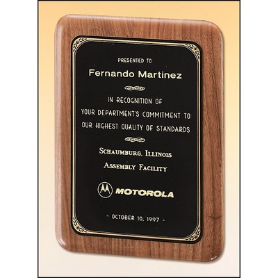 Airflyte® American Walnut Plaque w/Precision Elliptical Edge & Black Brass Plate (7"x 9")