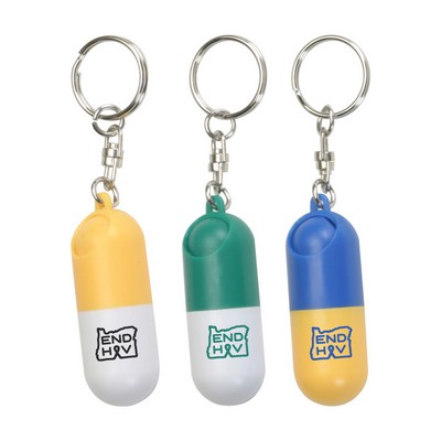 Capsule Shaped Pill Box w/Key Ring