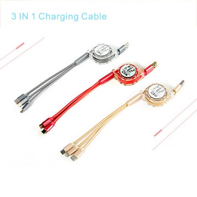 SCB06 3.3Ft/1M 3-in-1 Retractable Charging Cable