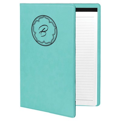 Teal 7" x 9" Portfolio with Notepad, Laserable Leatherette