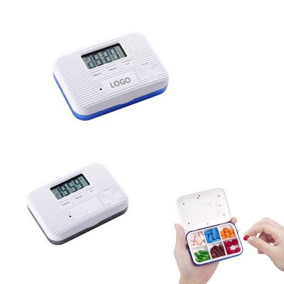 6 Compartments Medicine Pill Reminder Case w/Alarm