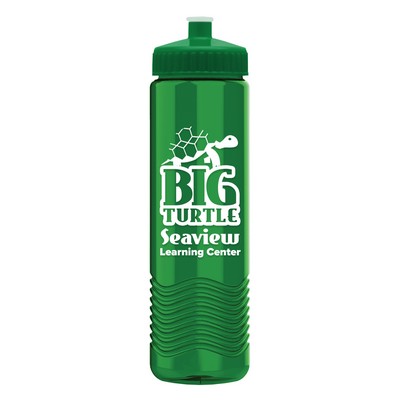 24 Oz. Transparent Wave Bottle w/Push Pull Lid