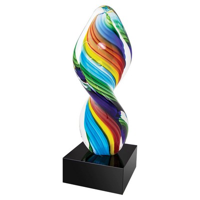 Rainbow Twist Art Glass Award 10 1/2"H