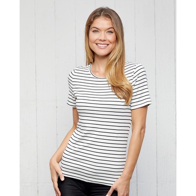 Ladies Stripe Crew Neck Tee