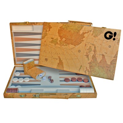 Map Design Backgammon Set – 18 Inch