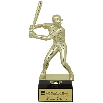 9 ½" Female Baseball Figure Trophy w/Black Marble Base