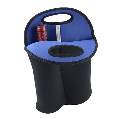 Insulated Wine Tote Bag Neoprene Wine Holder 2 Bottle