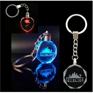 Light Up Logo Crystal Keychain - Heart / Octagon / Square Shaped