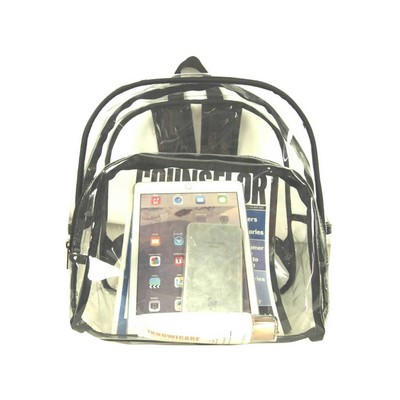 Clear Bag PVC Transparent Backpack with Soft Front Pocket