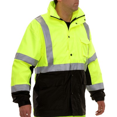 2 Tone Mesh Lined Parka with Detachable Hood -3M™ Scotchlite™ Fluorescent Yellow-Green