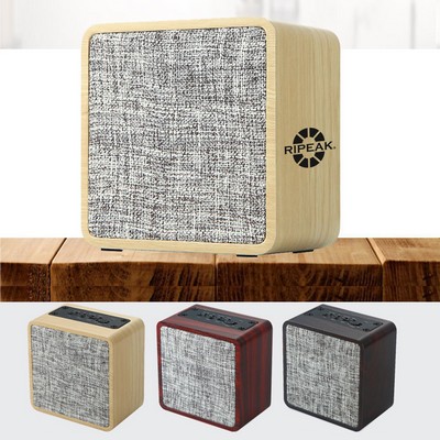 Stereo Sound Wood Fabric Square Wireless Speaker