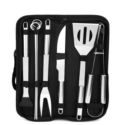 9pcs Stainless Steel Barbecue Tools Kit with Storage Bag