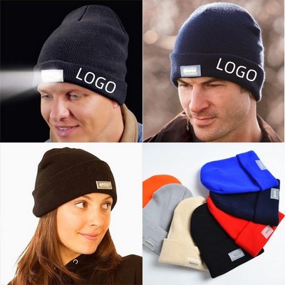 Unisex LED Beanie Hat with Lighted Headlight