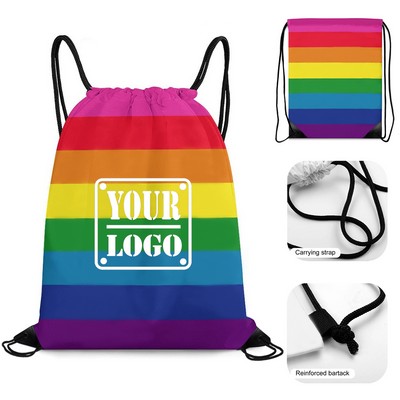 Rainbow Nylon Drawstring Backpack