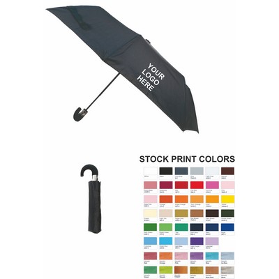 42" Arc Auto Open, Rubberized curved Handle Umbrella With Matching Sleeve