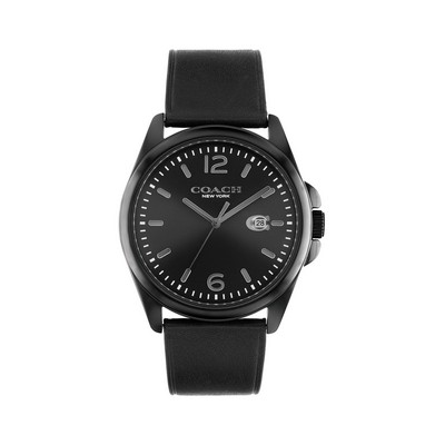 Coach® Greyson Gents Black Dial Watch w/Black Calfskin Strap