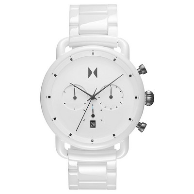 MVMT Chrono Men's Gloss White Ceramic Watch w/Bracelet