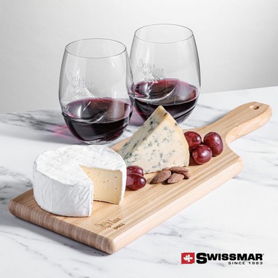 Swissmar® Bamboo Board & 2 Bartolo Stemless Wine