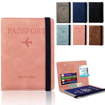 RFID Leather Passport Travel Wallet