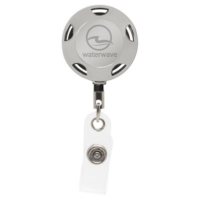 32" Turbo Chrome Metal Badge Reel w/ Laser Engraved