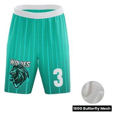 Unisex and Kids' Sublimation Basketball Standard-Length Shorts - Butterfly Mesh