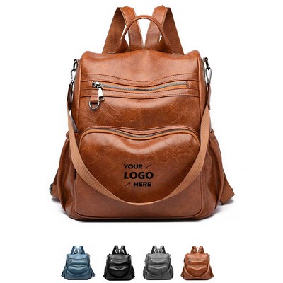 Retro Soft Leather Women's Outdoor Backpack