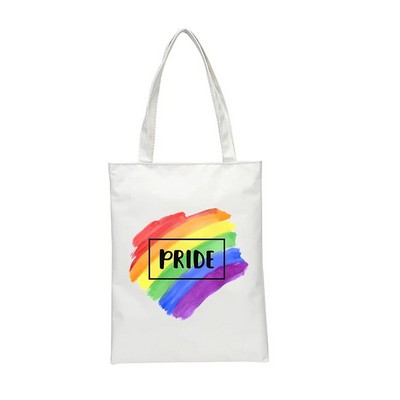 12 OZ Rainbow Pride Striped Canvas Tote