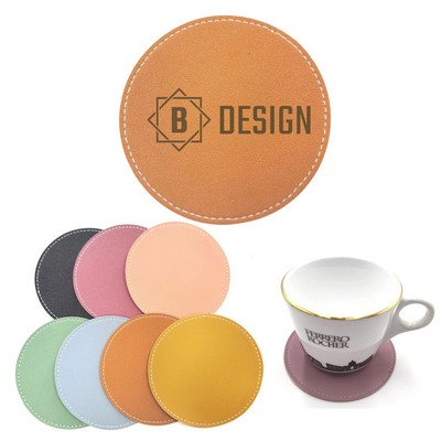 Round Waterproof Pu Leather Coaster