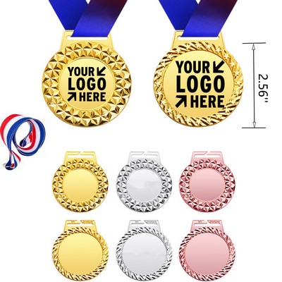 Metal Gold Silver Copper Medallions with Ribbon