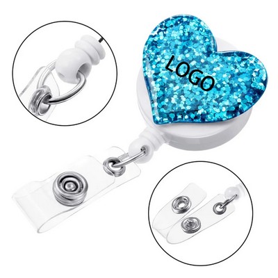 Bling Love Heart Retractable Badge Holder