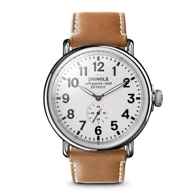 Shinola Mens' Runwell Largo White Dial Tan Leather Strap Watch