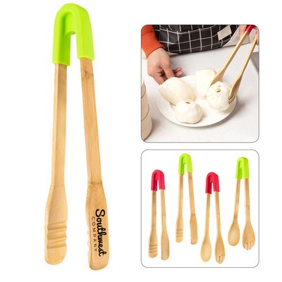 Silicone Bamboo Toaster Tong