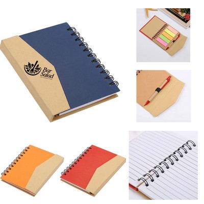 Spiral Bound Notebook W/ Ballpoint Pen & Sticky Notes