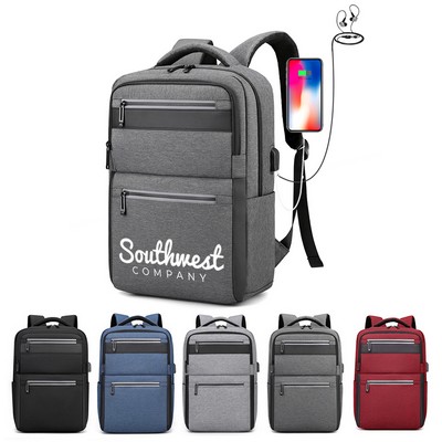 Water Resistant Travel Laptop Backpack with USB Charge Port