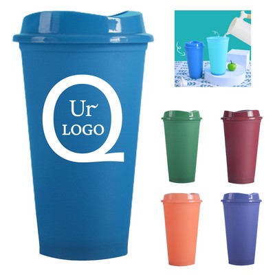 16Oz Heating Color-Changing Plastic Coffee Cup W/ Lid