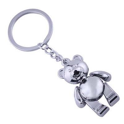 Zinc Alloy Articulated Bear Keychain Charm