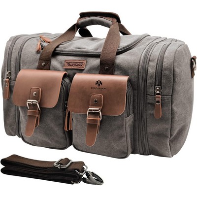 Expandable Canvas Leather Duffel Bag