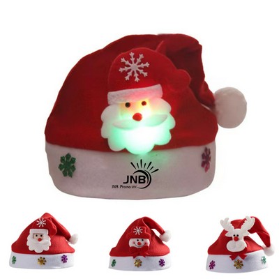 Kids Christmas Hats With LED Lights Snowman, Santa Claus And Reindeer